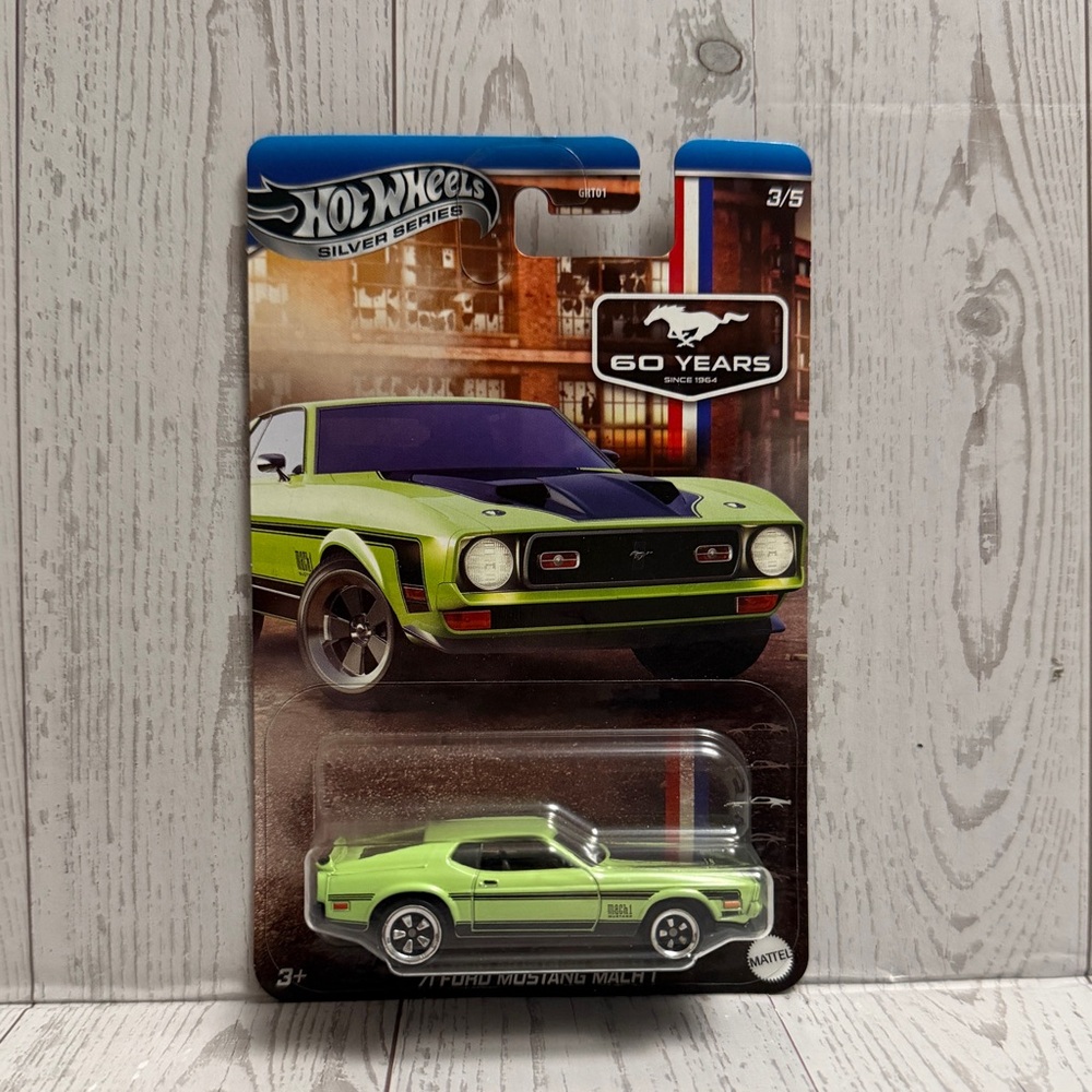 Hot Wheels 1971 Ford Mustang Mach 1 Die-Cast Car 60th‎ Anniversary Green Black
